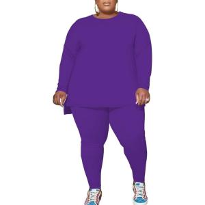 imagePINSV Womens Plus Size 2 Piece Outfits Sweatsuits Tracksuit Loungewear SetsDpurple
