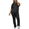 imagePINSV Women 2 Piece Outfits Short Sleeve Top and Flare Pants Lounge Sets TracksuitBlack