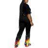 imagePINSV Women 2 Piece Outfits Short Sleeve Top and Flare Pants Lounge Sets TracksuitBlack B