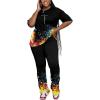 imagePINSV Women 2 Piece Outfits Short Sleeve Top and Flare Pants Lounge Sets TracksuitBlack B