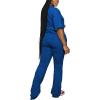 imagePINSV Women 2 Piece Outfits Short Sleeve Top and Flare Pants Lounge Sets TracksuitBlue