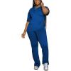 imagePINSV Women 2 Piece Outfits Short Sleeve Top and Flare Pants Lounge Sets TracksuitBlue