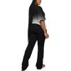 imagePINSV Women 2 Piece Outfits Short Sleeve Top and Flare Pants Lounge Sets TracksuitGradient Black