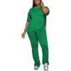imagePINSV Women 2 Piece Outfits Short Sleeve Top and Flare Pants Lounge Sets TracksuitGreen