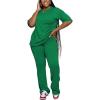 imagePINSV Women 2 Piece Outfits Short Sleeve Top and Flare Pants Lounge Sets TracksuitGreen