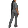 imagePINSV Women 2 Piece Outfits Short Sleeve Top and Flare Pants Lounge Sets TracksuitGrey