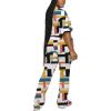 imagePINSV Women 2 Piece Outfits Short Sleeve Top and Flare Pants Lounge Sets TracksuitMulticolour