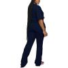 imagePINSV Women 2 Piece Outfits Short Sleeve Top and Flare Pants Lounge Sets TracksuitNavy Blue