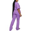 imagePINSV Women 2 Piece Outfits Short Sleeve Top and Flare Pants Lounge Sets TracksuitPurple