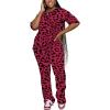 imagePINSV Women 2 Piece Outfits Short Sleeve Top and Flare Pants Lounge Sets TracksuitRose Red B