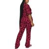 imagePINSV Women 2 Piece Outfits Short Sleeve Top and Flare Pants Lounge Sets TracksuitRose Red B