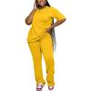 imagePINSV Women 2 Piece Outfits Short Sleeve Top and Flare Pants Lounge Sets TracksuitYellow