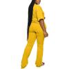 imagePINSV Women 2 Piece Outfits Short Sleeve Top and Flare Pants Lounge Sets TracksuitYellow