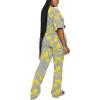 imagePINSV Women 2 Piece Outfits Short Sleeve Top and Flare Pants Lounge Sets TracksuitYellow B