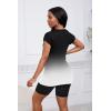 imagePINSV Women 2 Piece Outfits Summer Sweatsuits Biker Short Workout Jogger SetsBlack Gradient