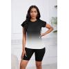 imagePINSV Women 2 Piece Outfits Summer Sweatsuits Biker Short Workout Jogger SetsBlack Gradient