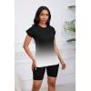 imagePINSV Women 2 Piece Outfits Summer Sweatsuits Biker Short Workout Jogger SetsBlack Gradient B