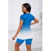 imagePINSV Women 2 Piece Outfits Summer Sweatsuits Biker Short Workout Jogger SetsBlue Gradient