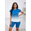 imagePINSV Women 2 Piece Outfits Summer Sweatsuits Biker Short Workout Jogger SetsBlue Gradient