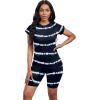 imagePINSV Women 2 Piece Outfits Summer Sweatsuits Biker Short Workout Jogger SetsDark Blue