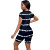 imagePINSV Women 2 Piece Outfits Summer Sweatsuits Biker Short Workout Jogger SetsDark Blue