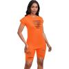 imagePINSV Women 2 Piece Outfits Summer Sweatsuits Biker Short Workout Jogger SetsOrange Cut Out