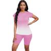 imagePINSV Women 2 Piece Outfits Summer Sweatsuits Biker Short Workout Jogger SetsPink Gradient