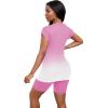 imagePINSV Women 2 Piece Outfits Summer Sweatsuits Biker Short Workout Jogger SetsPink Gradient