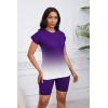 imagePINSV Women 2 Piece Outfits Summer Sweatsuits Biker Short Workout Jogger SetsPurple Gradient