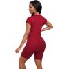 imagePINSV Women 2 Piece Outfits Summer Sweatsuits Biker Short Workout Jogger SetsRed
