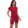 imagePINSV Women 2 Piece Outfits Summer Sweatsuits Biker Short Workout Jogger SetsRed