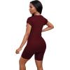 imagePINSV Women 2 Piece Outfits Summer Sweatsuits Biker Short Workout Jogger SetsWine