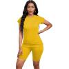 imagePINSV Women 2 Piece Outfits Summer Sweatsuits Biker Short Workout Jogger SetsYellow