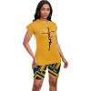 imagePINSV Women 2 Piece Outfits Summer Sweatsuits Biker Short Workout Jogger SetsYellow a