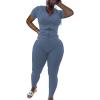 imagePINSV Women Two Piece Outfits Workout Sets Bodycon Tracksuit Short Sleeve Jogger SetGrayish Blue