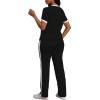 imagePINSV Womens 2 Piece Outfits Short Sleeve Tops Sweatpants Colorblock Lounge Sets TracksuitsBlack