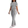 imagePINSV Womens 2 Piece Outfits Short Sleeve Tops Sweatpants Colorblock Lounge Sets TracksuitsGray