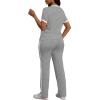 imagePINSV Womens 2 Piece Outfits Short Sleeve Tops Sweatpants Colorblock Lounge Sets TracksuitsGray