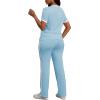 imagePINSV Womens 2 Piece Outfits Short Sleeve Tops Sweatpants Colorblock Lounge Sets TracksuitsLight Blue