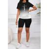 imagePINSV Womens 2 Piece Outfits Summer Printing Bodycon Short Pants Workout Sets24black