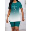 imagePINSV Womens 2 Piece Outfits Summer Printing Bodycon Short Pants Workout Sets24green Gradient