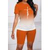 imagePINSV Womens 2 Piece Outfits Summer Printing Bodycon Short Pants Workout Sets24orange Gradient