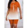 imagePINSV Womens 2 Piece Outfits Summer Printing Bodycon Short Pants Workout Sets24orange Gradient