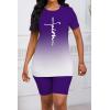 imagePINSV Womens 2 Piece Outfits Summer Printing Bodycon Short Pants Workout Sets24purple Gradient
