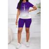 imagePINSV Womens 2 Piece Outfits Summer Printing Bodycon Short Pants Workout Sets24purple Gradient