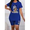 imagePINSV Womens 2 Piece Outfits Summer Printing Bodycon Short Pants Workout Sets28royal Blue