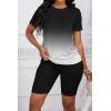 imagePINSV Womens 2 Piece Outfits Summer Printing Bodycon Short Pants Workout Sets5black Gradient