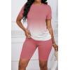 imagePINSV Womens 2 Piece Outfits Summer Printing Bodycon Short Pants Workout Sets5pink Gradient