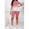 imagePINSV Womens 2 Piece Outfits Summer Printing Bodycon Short Pants Workout Sets5pink Gradient