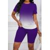 imagePINSV Womens 2 Piece Outfits Summer Printing Bodycon Short Pants Workout Sets5purple Gradient